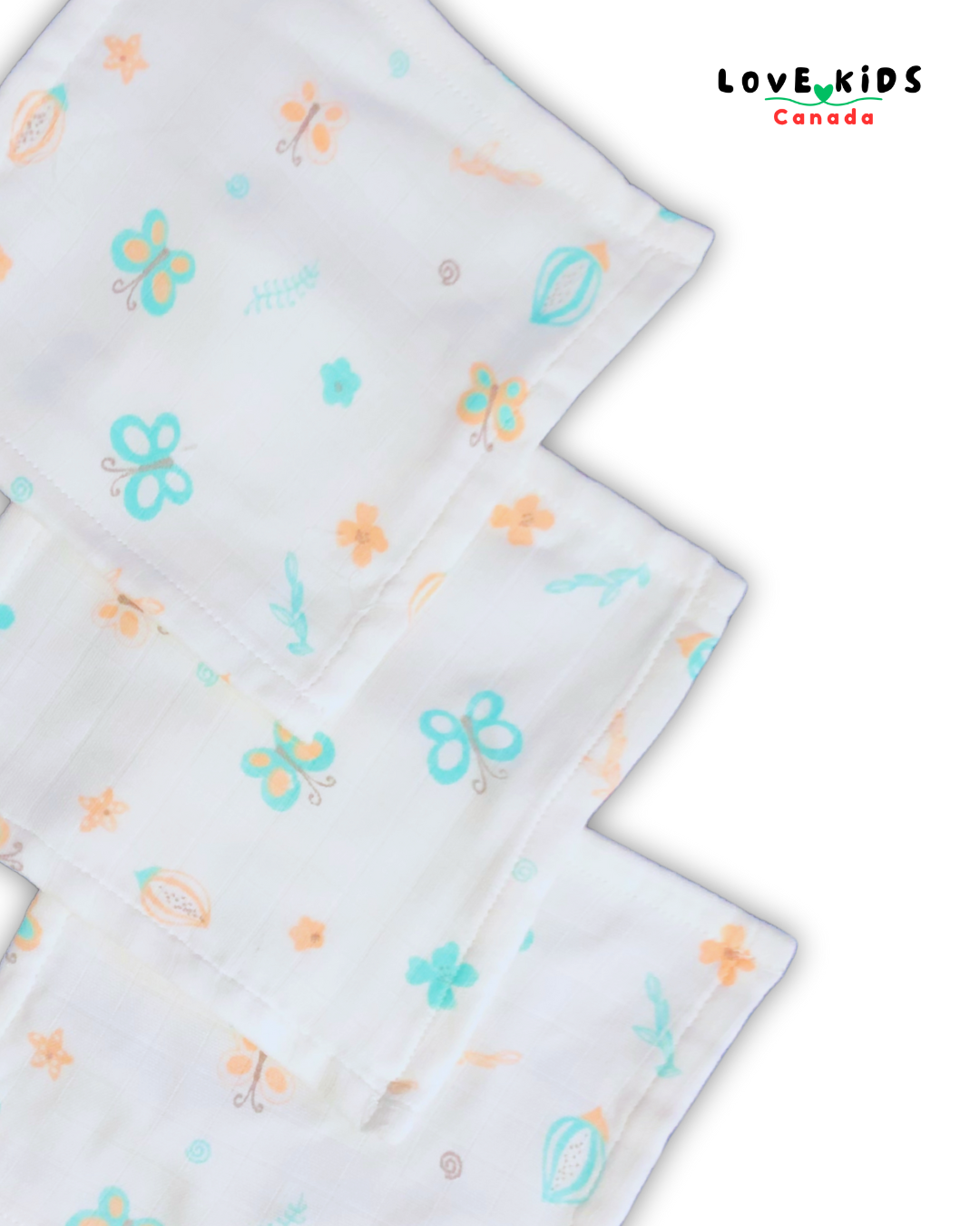 Muslin Washcloth - Butterfly - Pack of 3