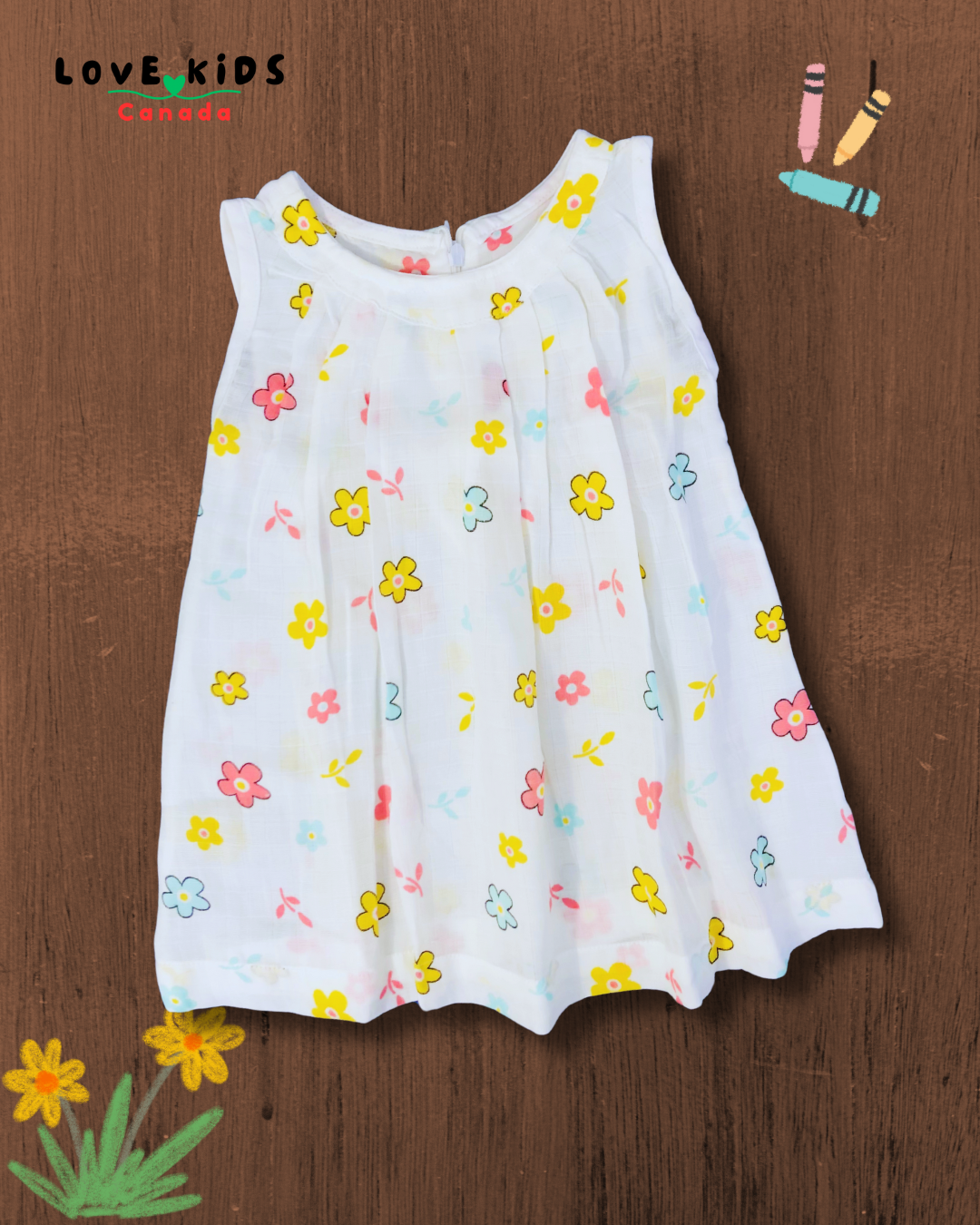 Dress with back zipper - Flowers