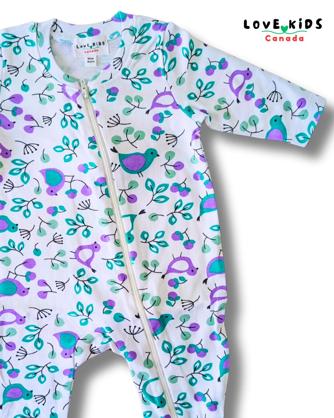 Organic Cotton Full Sleeve Romper - Birds