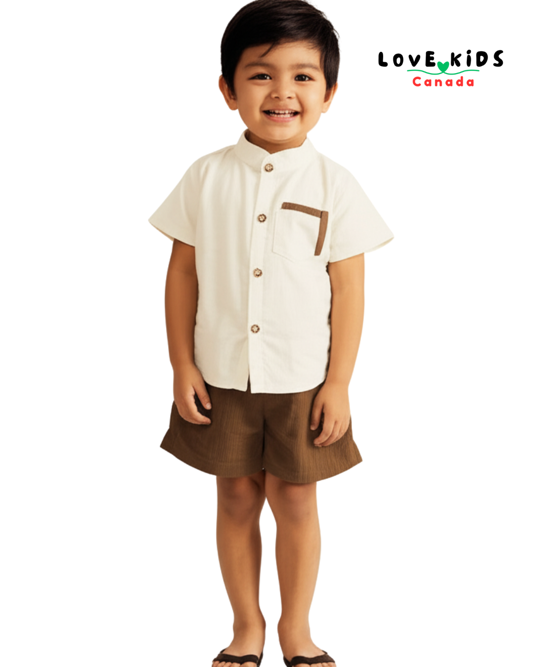 Half sleeve & Shorts Co Ord set - White & Olive