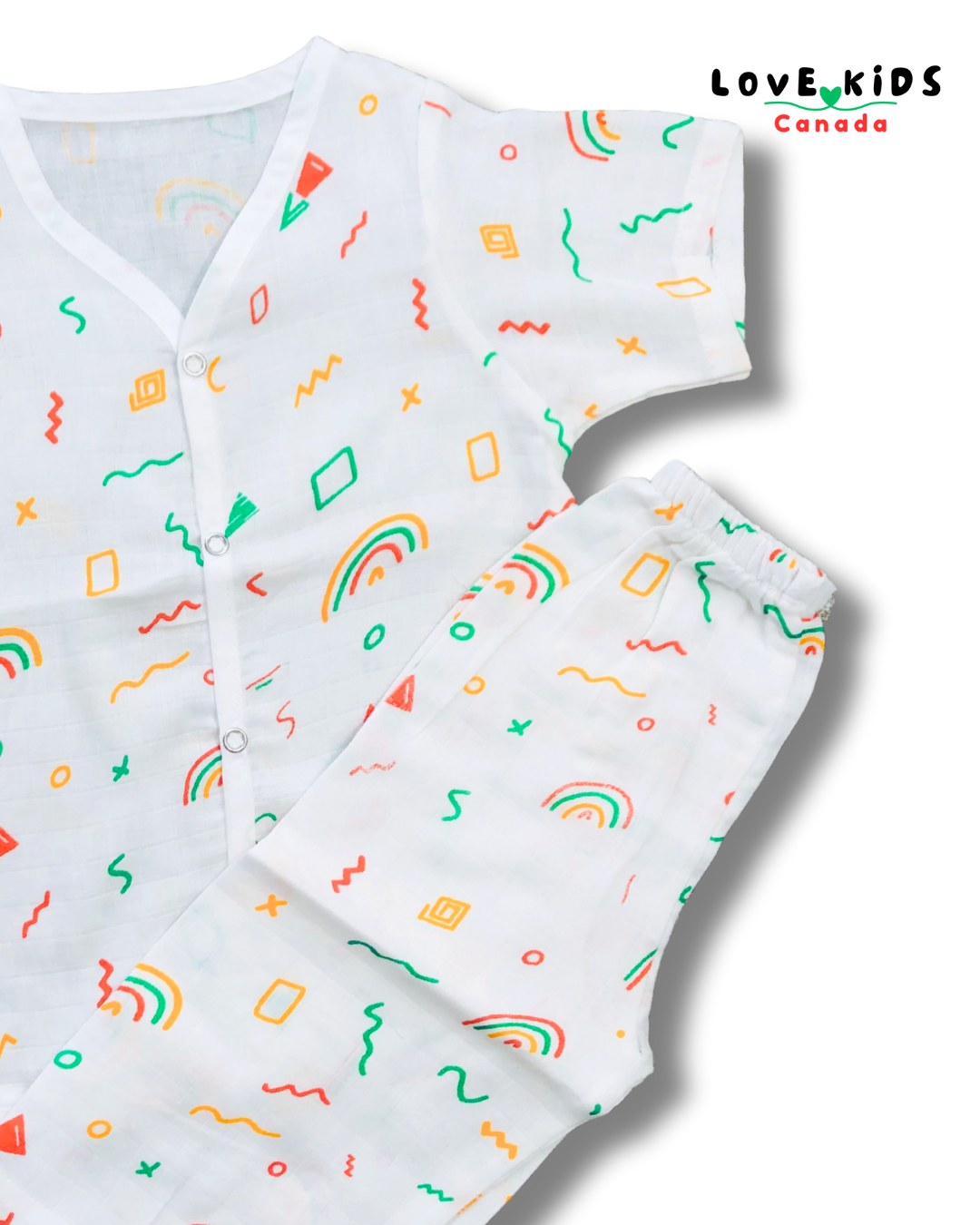 Half sleeve Co ord set - Rainbow