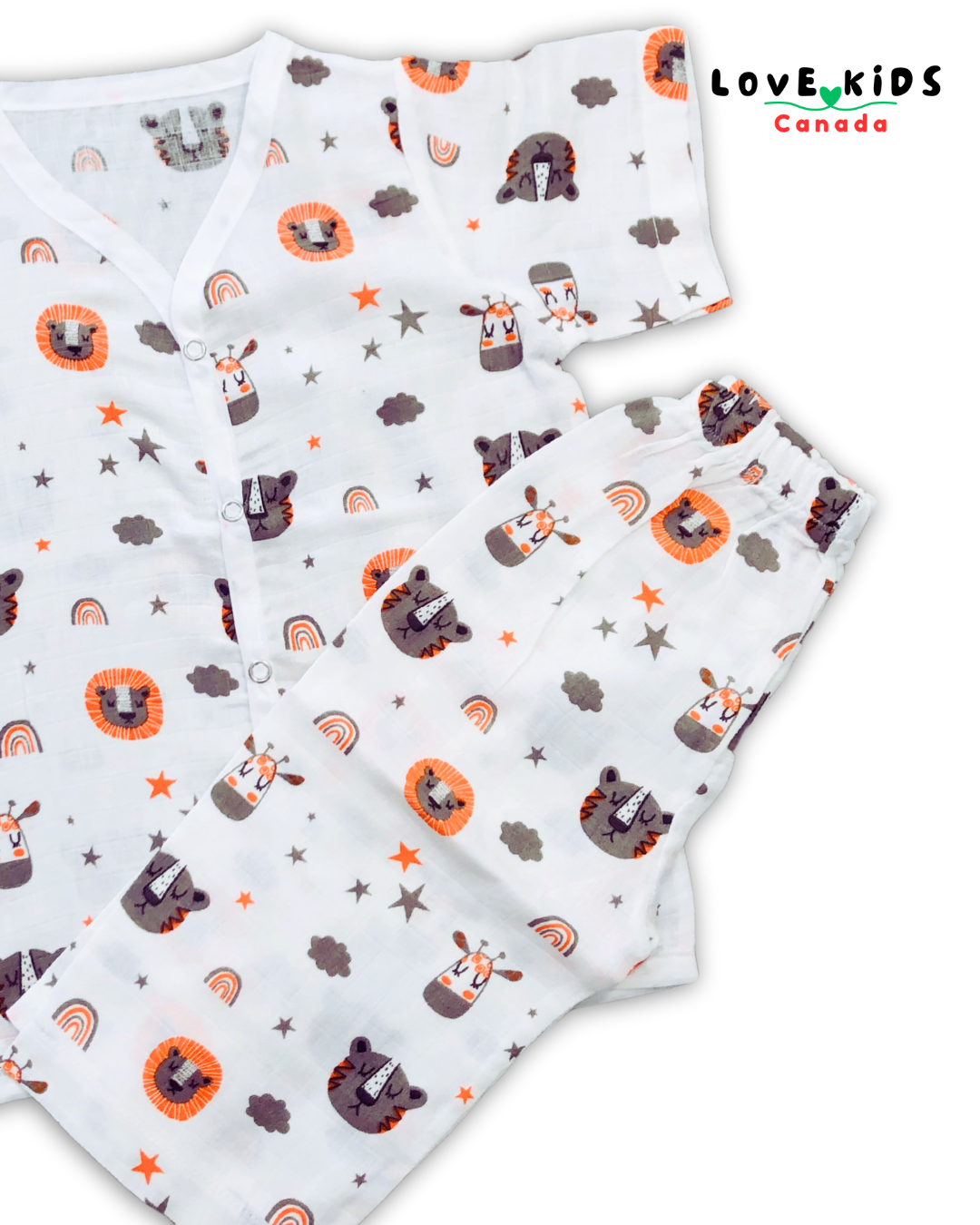Half sleeve Co ord set - Lion & Tiger
