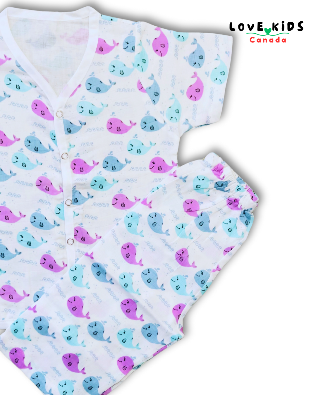 Half sleeve and Pant Co ord set - Whale