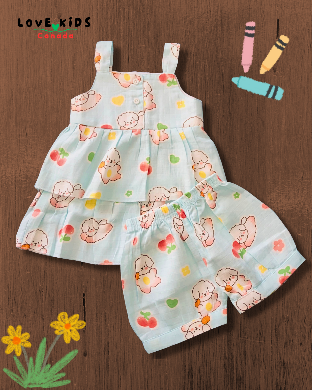 Premium Puppy Love Frill Top and Shorts Set
