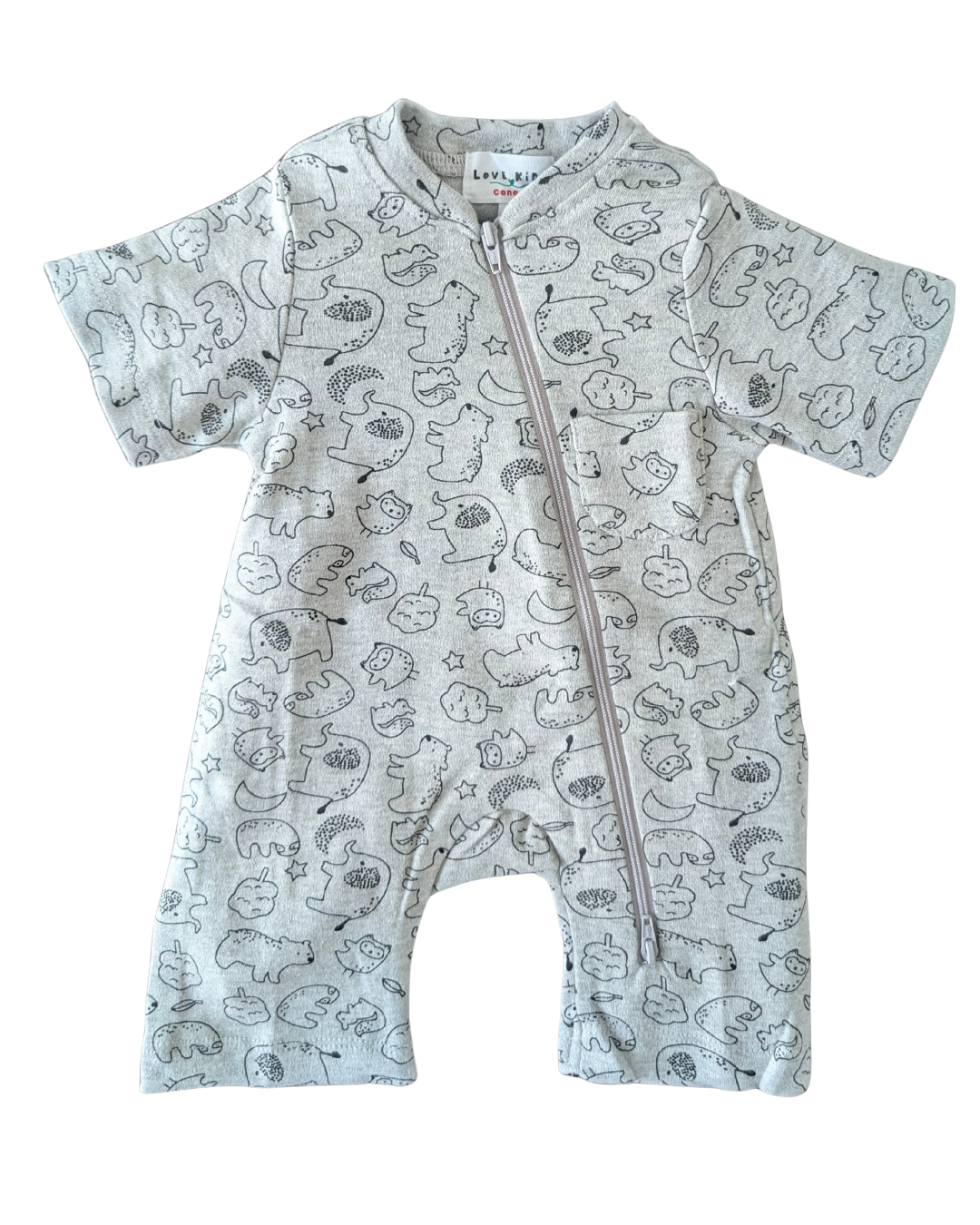 Half Sleeve Romper - Animals