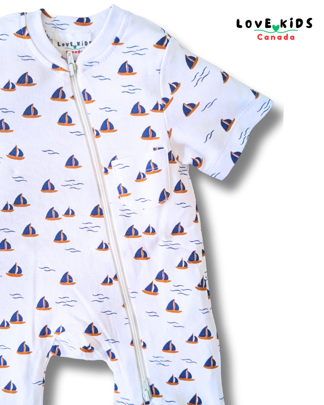 Half Sleeve Romper - Sailboat