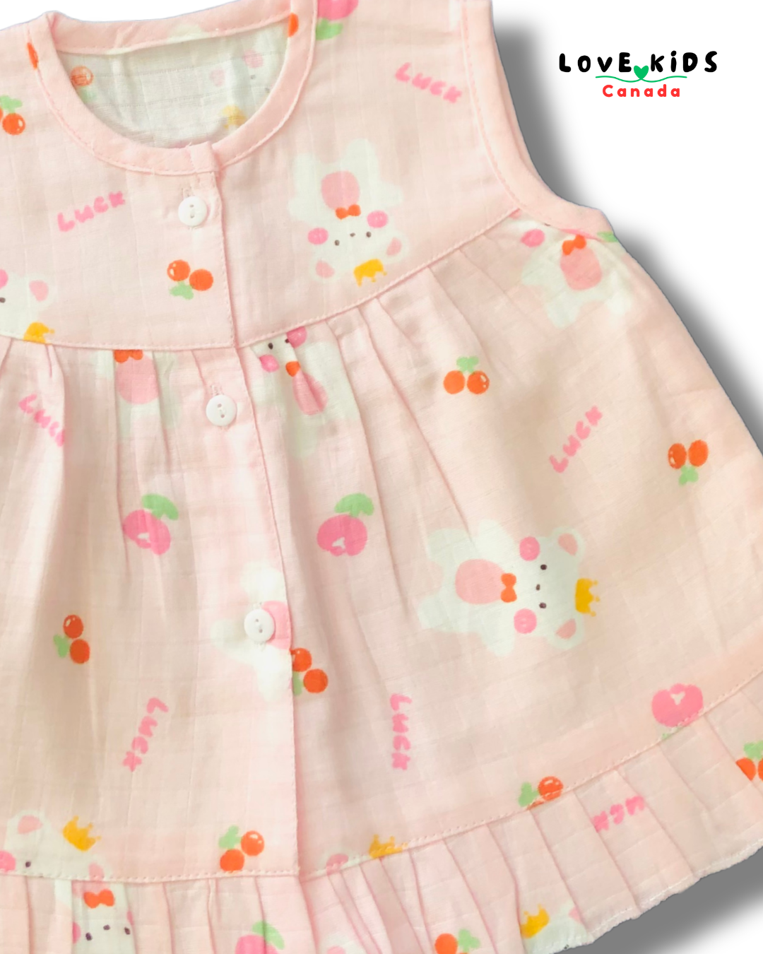 Cherry Sweet Bear Organic Muslin Dress