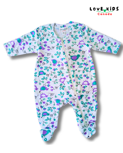 Organic Cotton Full Sleeve Romper - Birds
