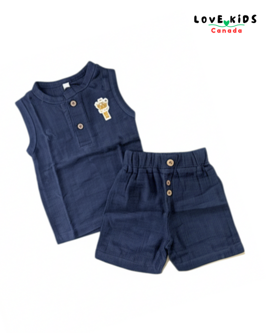 Summer Sleeveless & Shorts Co Ord set - Navy Blue