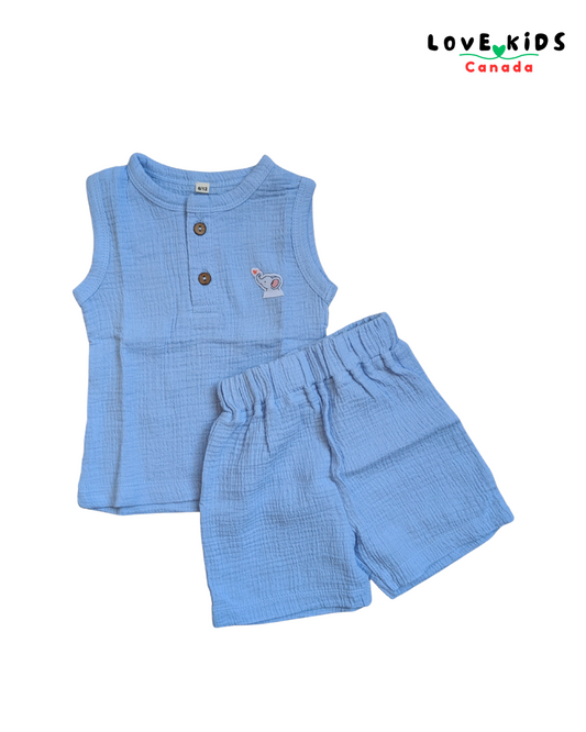 Summer Sleeveless & Shorts Co Ord set - Blue