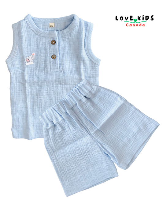 Summer Sleeveless & Shorts Co Ord set - Light Blue