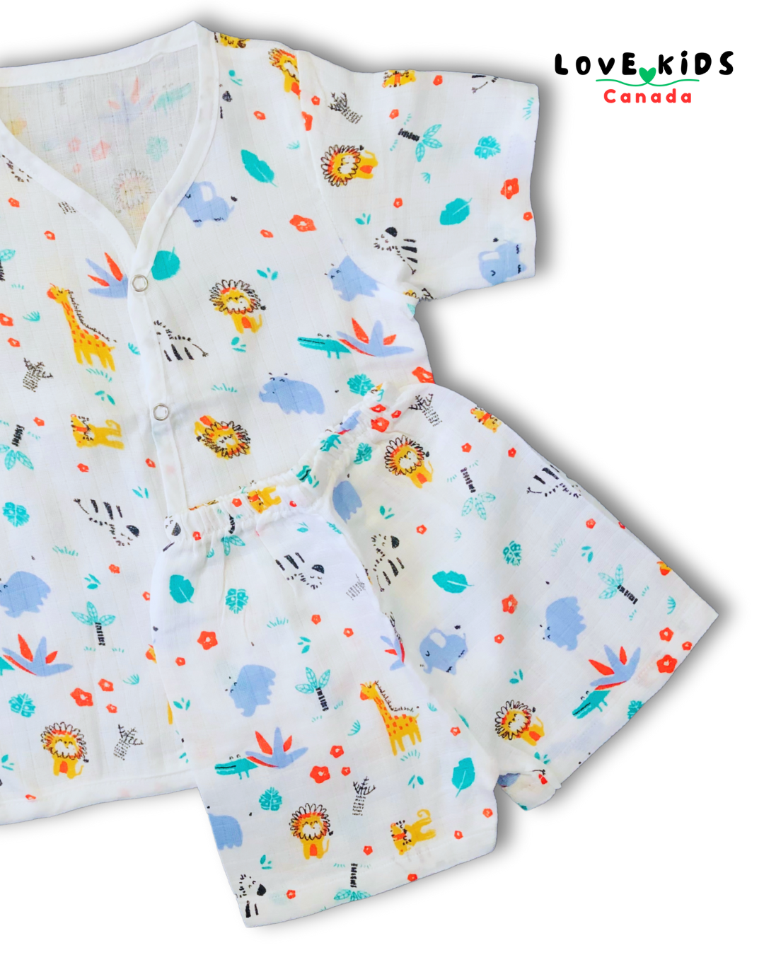 Half Sleeve & Shorts Co ord set - Lion & Giraffe