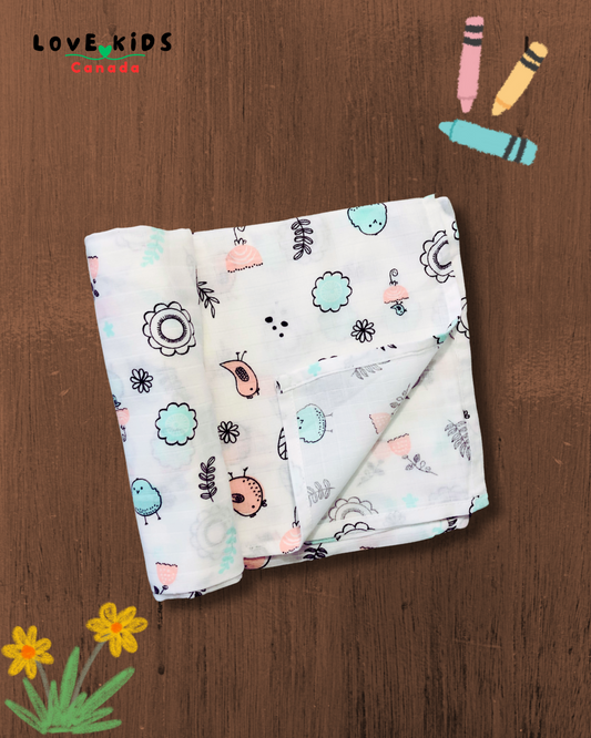 Nature’s Touch Muslin Towel - Singing Birds