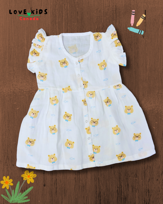 Muslin Front Open Dress - Nerdy Teddy