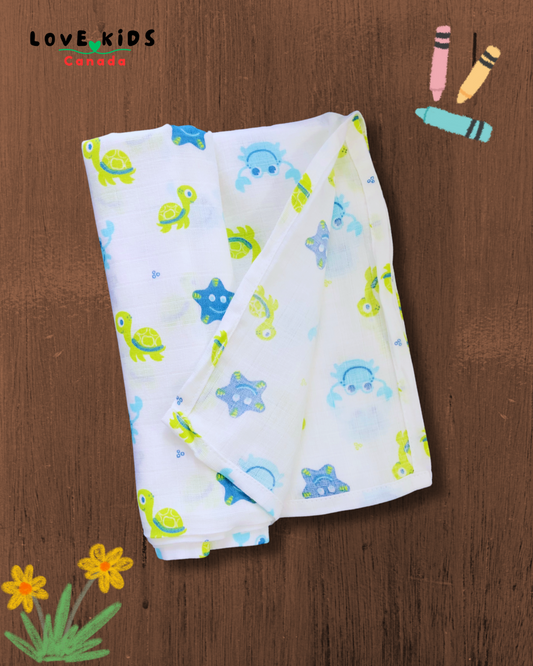 Nature’s Touch Muslin Towel - Happy Tortoise