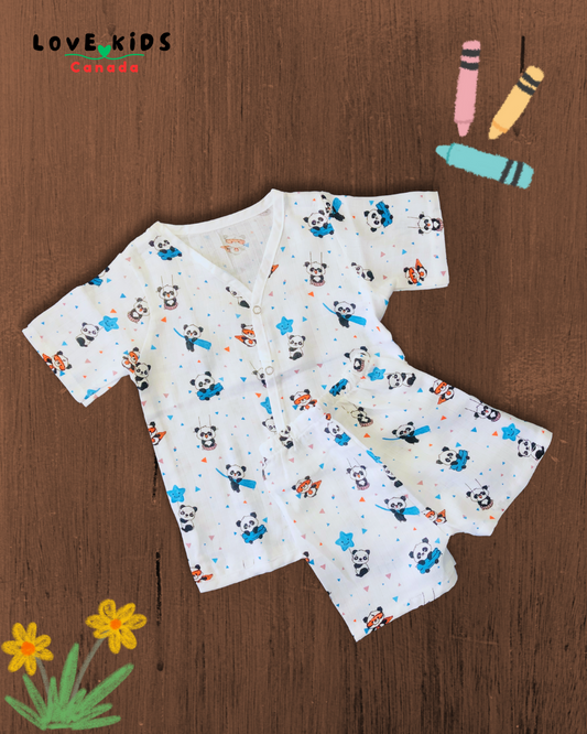 Half sleeve & Shorts Co ord set - Cool Panda