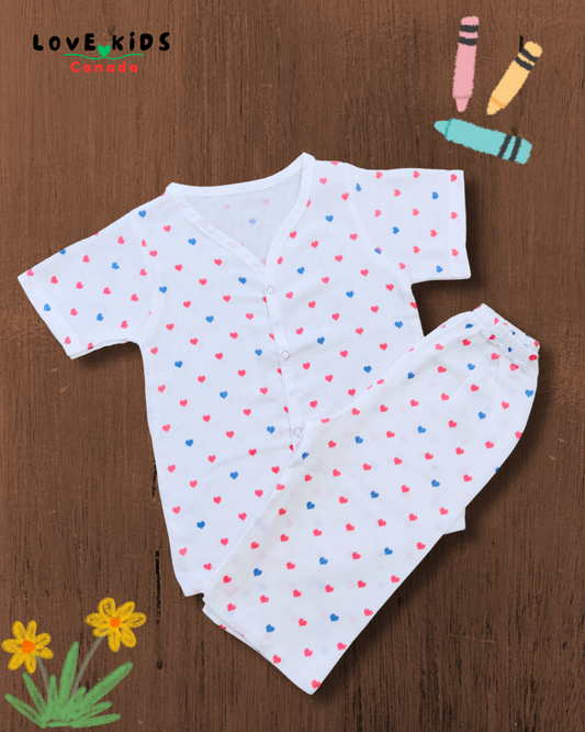 Half sleeve and Pant  Co ord set - Hearts