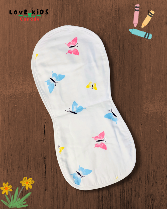 Layered Burp Pad - Pink Blue Butterflies