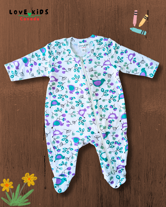 Organic Cotton Full Sleeve Romper - Birds