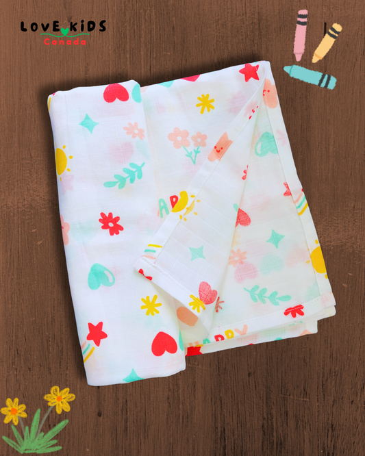 Nature’s Touch Muslin Towel - Hearts