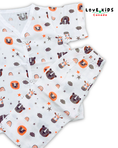 Half sleeve Co ord set - Lion & Tiger