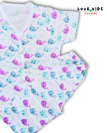Half sleeve and Pant Co ord set - Whale