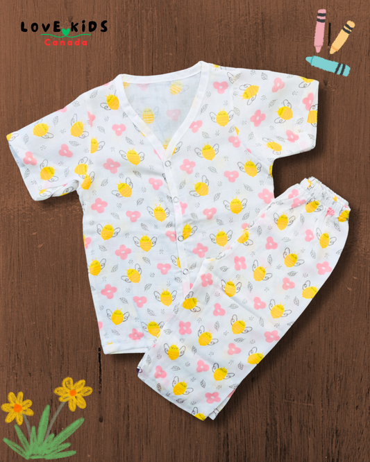 Half sleeve and Pant Co ord set - Flower & Bee