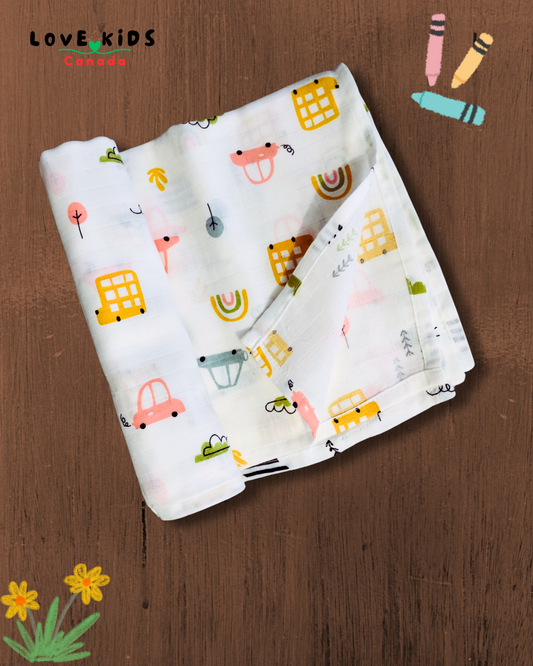 Nature’s Touch Muslin Towel - Cars & Buses