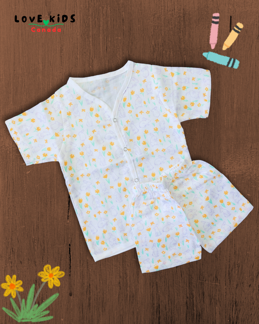 Half Sleeve & Shorts Co ord set - Rabbit Love