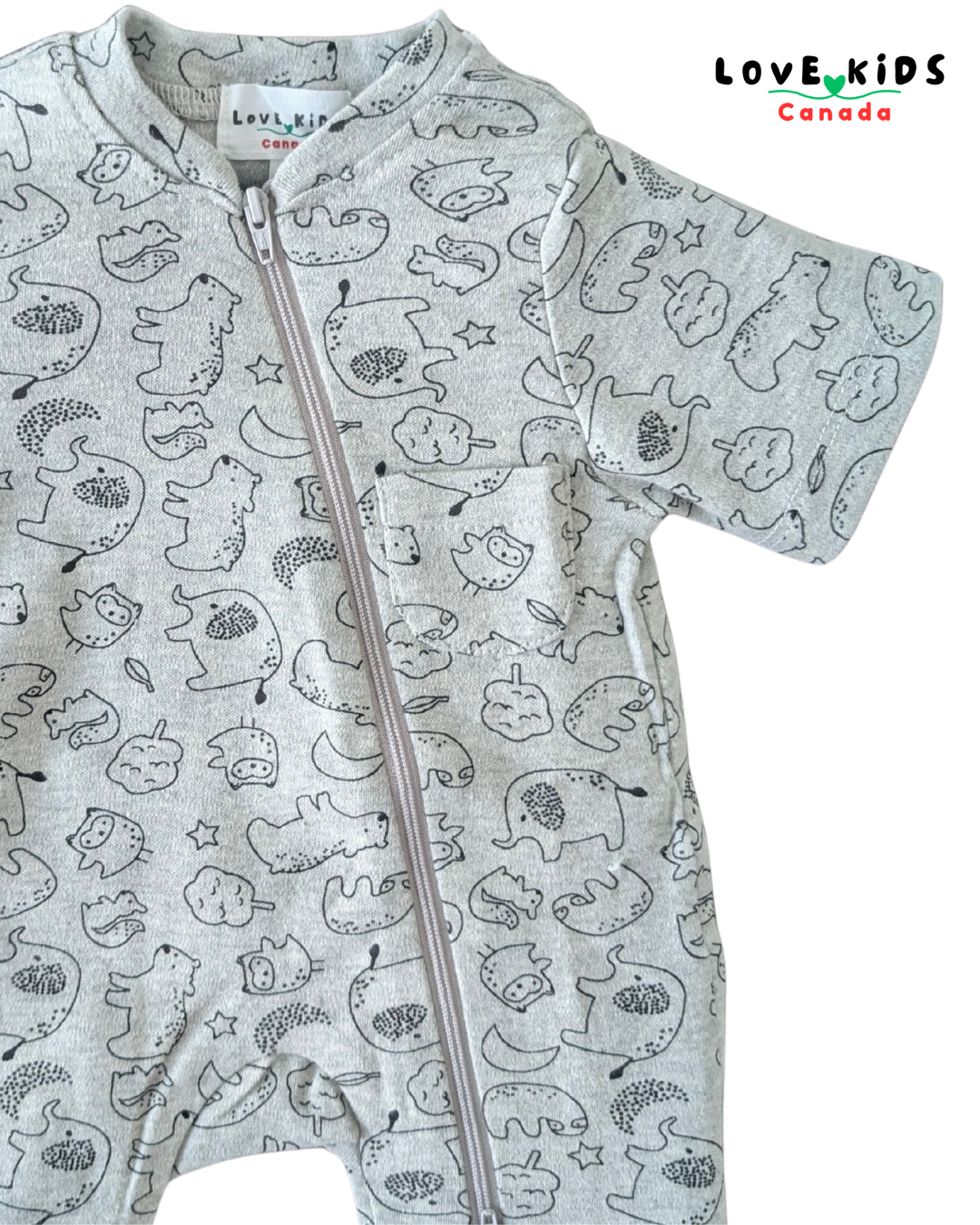 Half Sleeve Romper - Animals
