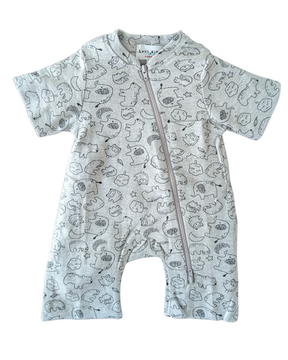 Half Sleeve Romper - Animals
