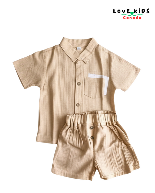 Half sleeve & Shorts Co Ord set - Beige