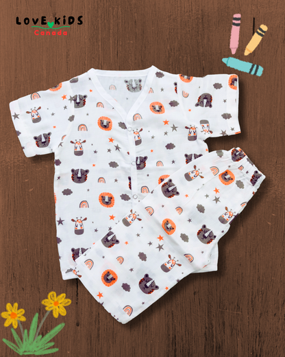 Half sleeve Co ord set - Lion & Tiger