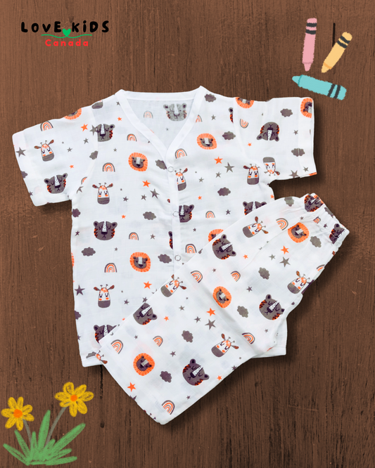 Half sleeve Co ord set - Lion & Tiger
