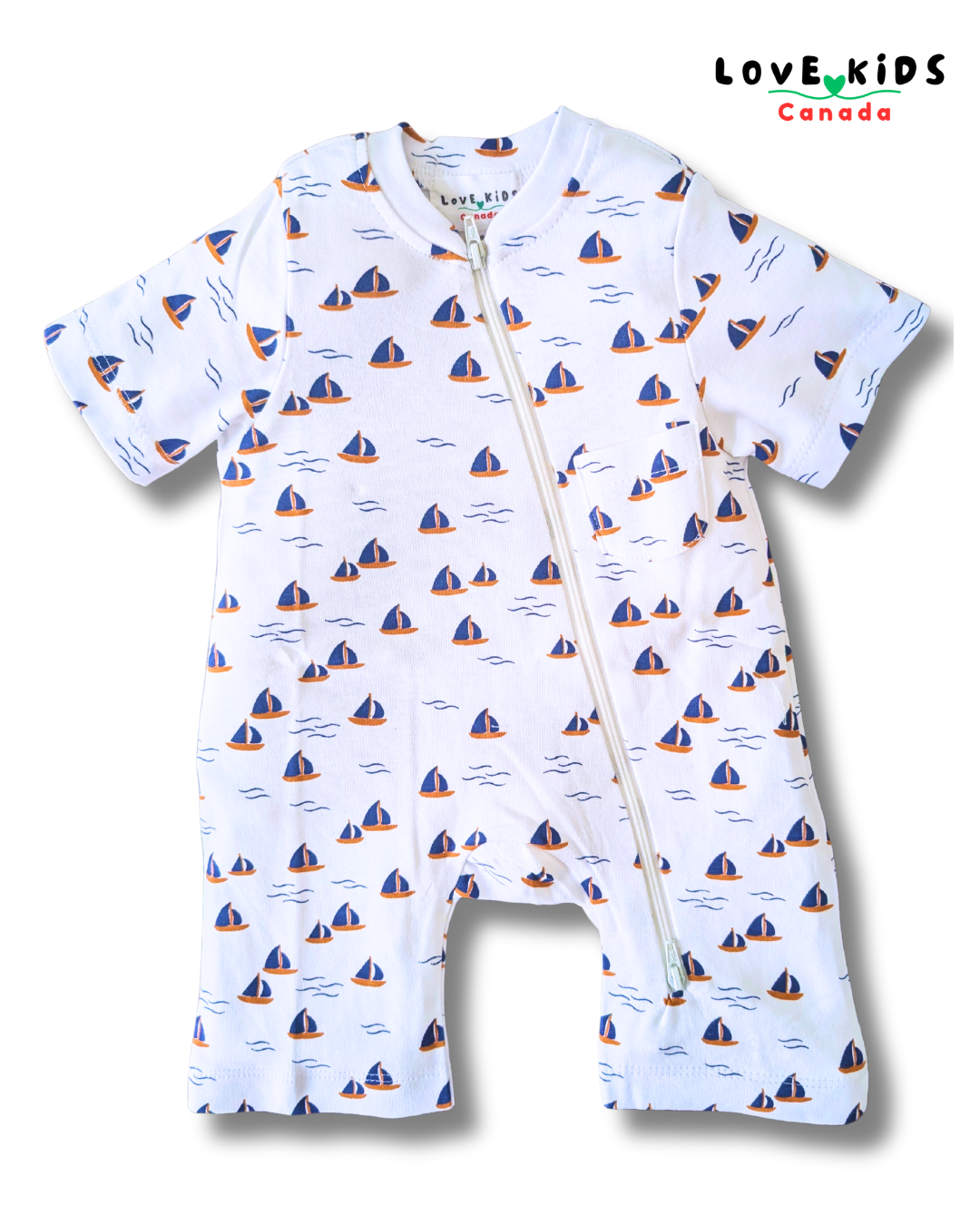 Half Sleeve Romper - Sailboat