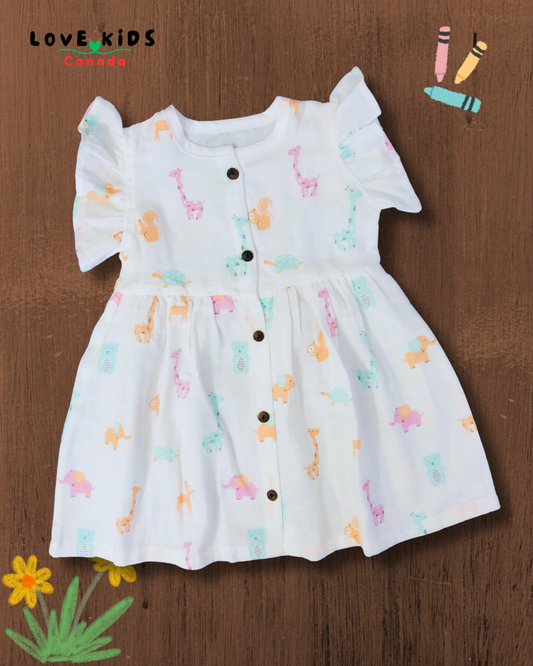 Muslin Front Open Dress - Giraffe & Squirrel