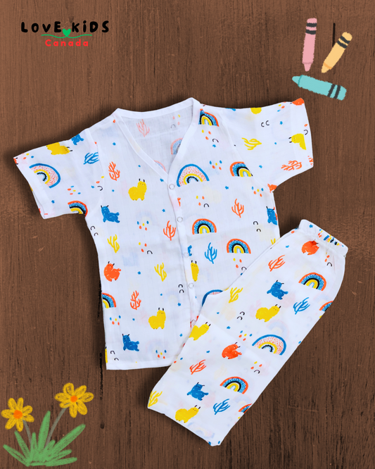 Half sleeve and Pant Co ord set - Alpaca &  Rainbow