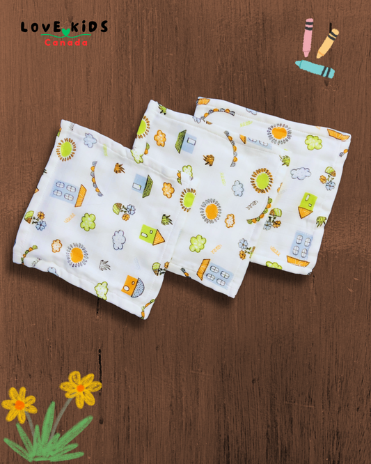 Muslin Washcloths - House - Pack of 3