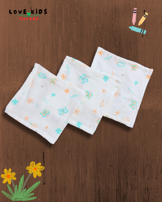 Muslin Washcloth - Butterfly - Pack of 3