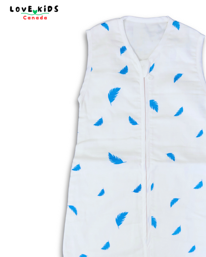 Organic Muslin Sleepsack - Blue Feather