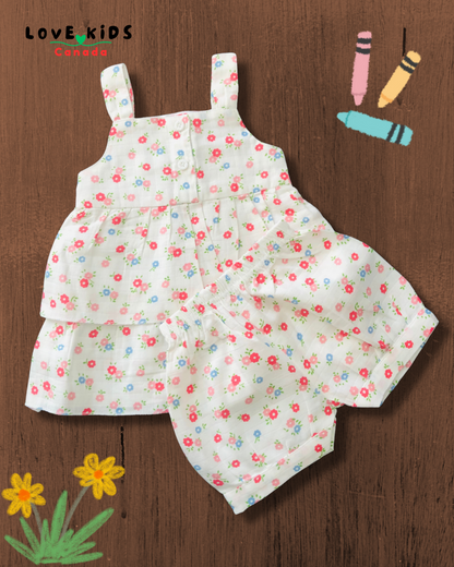 Premium Floral Frill Top and Shorts Set