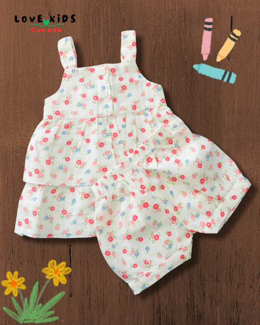 Premium Floral Frill Top and Shorts Set