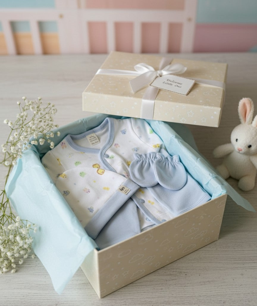 Newborn Baby Gift Set – Cotton Essentials - Light Blue