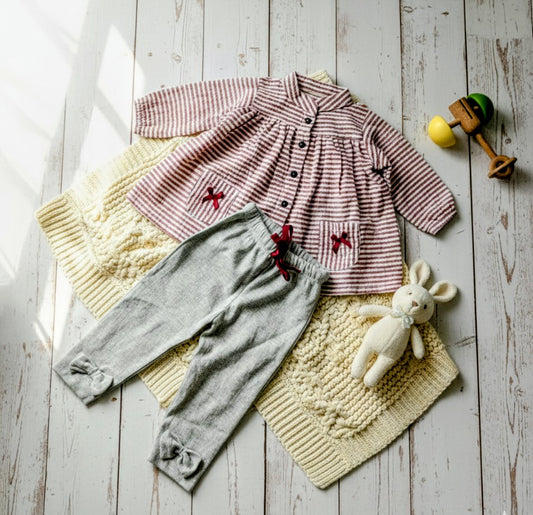100% Cotton Front-Open Top & Pant Set