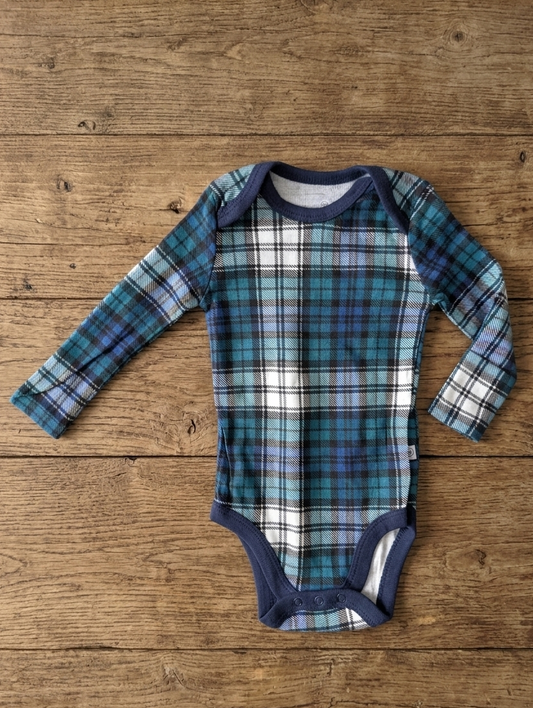 Premium Cotton Bodysuit - Blue Checkered