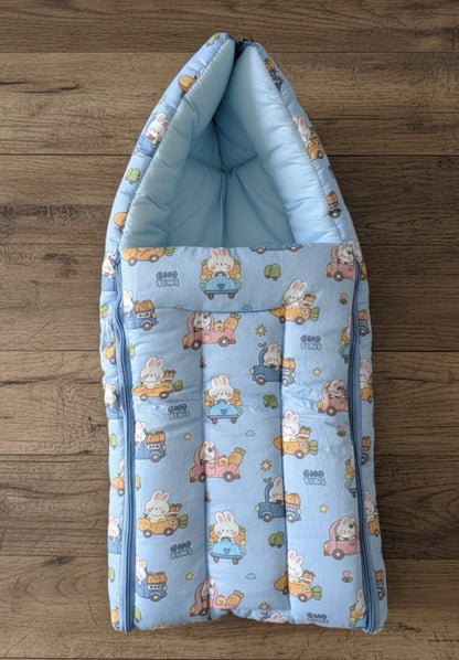 Organic Cotton Baby Carrier - Blue Bunnies