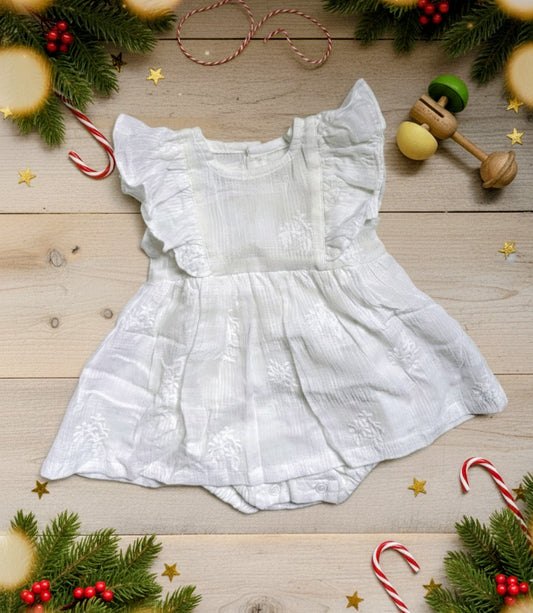 100% Cotton Onesie Dress - White Love