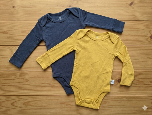 Premium Cotton Bodysuit - Blue & Mustard set