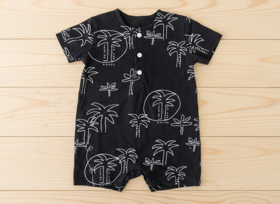 Half Romper - Tropical Love Black