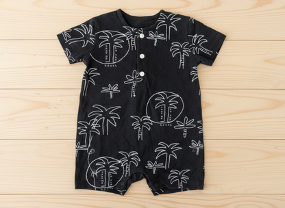 Half Romper - Tropical Love Black